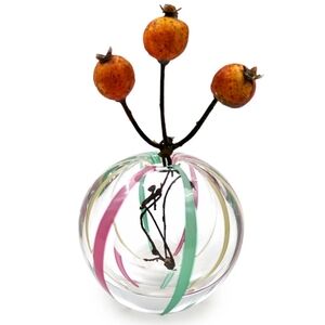 Hand Thrown Glass Bud Vase Tsugaru Vidro Irotemari Yayoi, Retail $34.60US